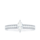 Marquise Cut Moissanite Solitaire Engagement Ring with Gold Beaded Moissanite - ( D-VS1 ) - Color and Clarity - Rosec Jewels
