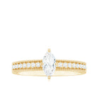 Marquise Cut Moissanite Solitaire Engagement Ring with Gold Beaded Moissanite - ( D-VS1 ) - Color and Clarity - Rosec Jewels