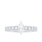 Marquise Cut Moissanite Solitaire Ring with Side Stones Moissanite - ( D-VS1 ) - Color and Clarity - Rosec Jewels