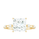 Large Princess Cut Moissanite Solitaire Engagement Ring in Gold Moissanite - ( D-VS1 ) - Color and Clarity - Rosec Jewels