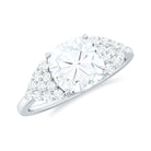 Cushion Moissanite Solitaire Engagement Ring with Side Stones Moissanite - ( D-VS1 ) - Color and Clarity - Rosec Jewels