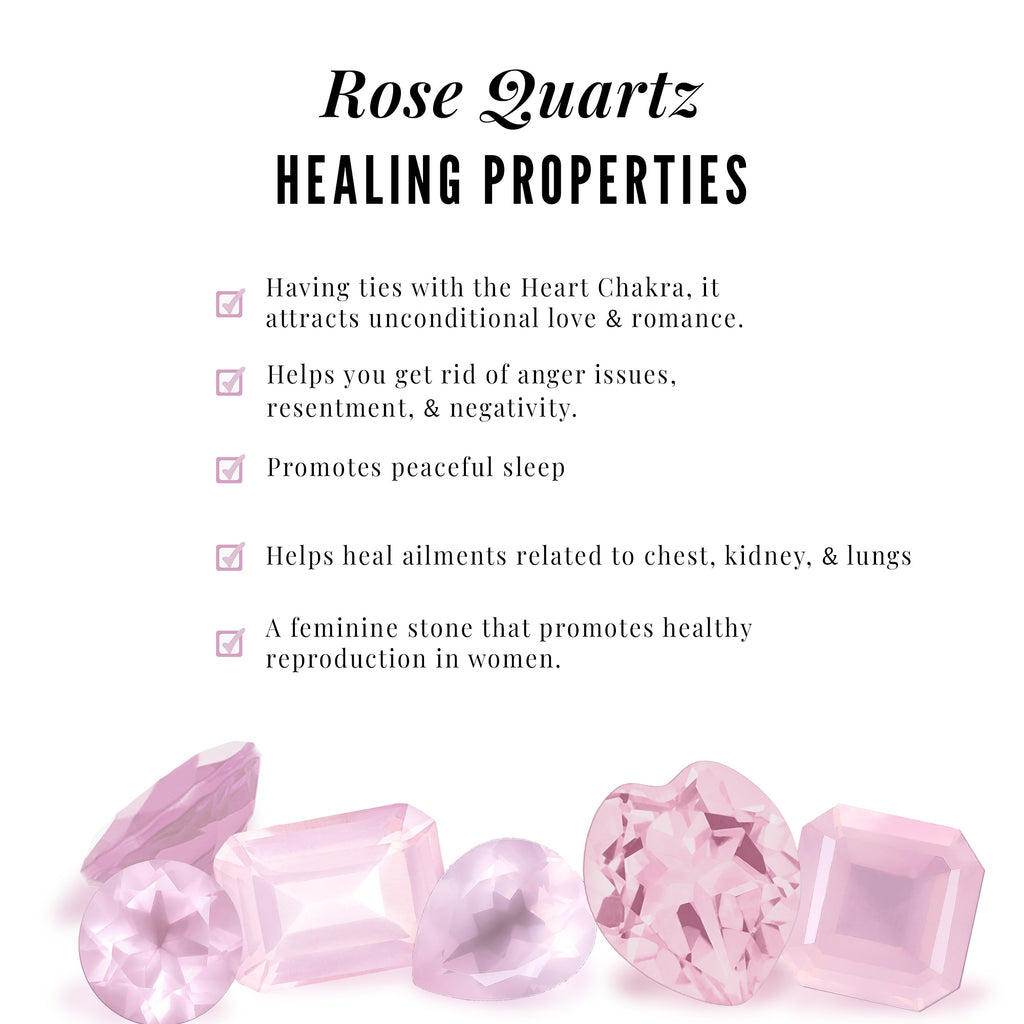 3/4 CT Minimal Rose Quartz and Diamond Engagement Ring Rose Quartz - ( AAA ) - Quality - Rosec Jewels