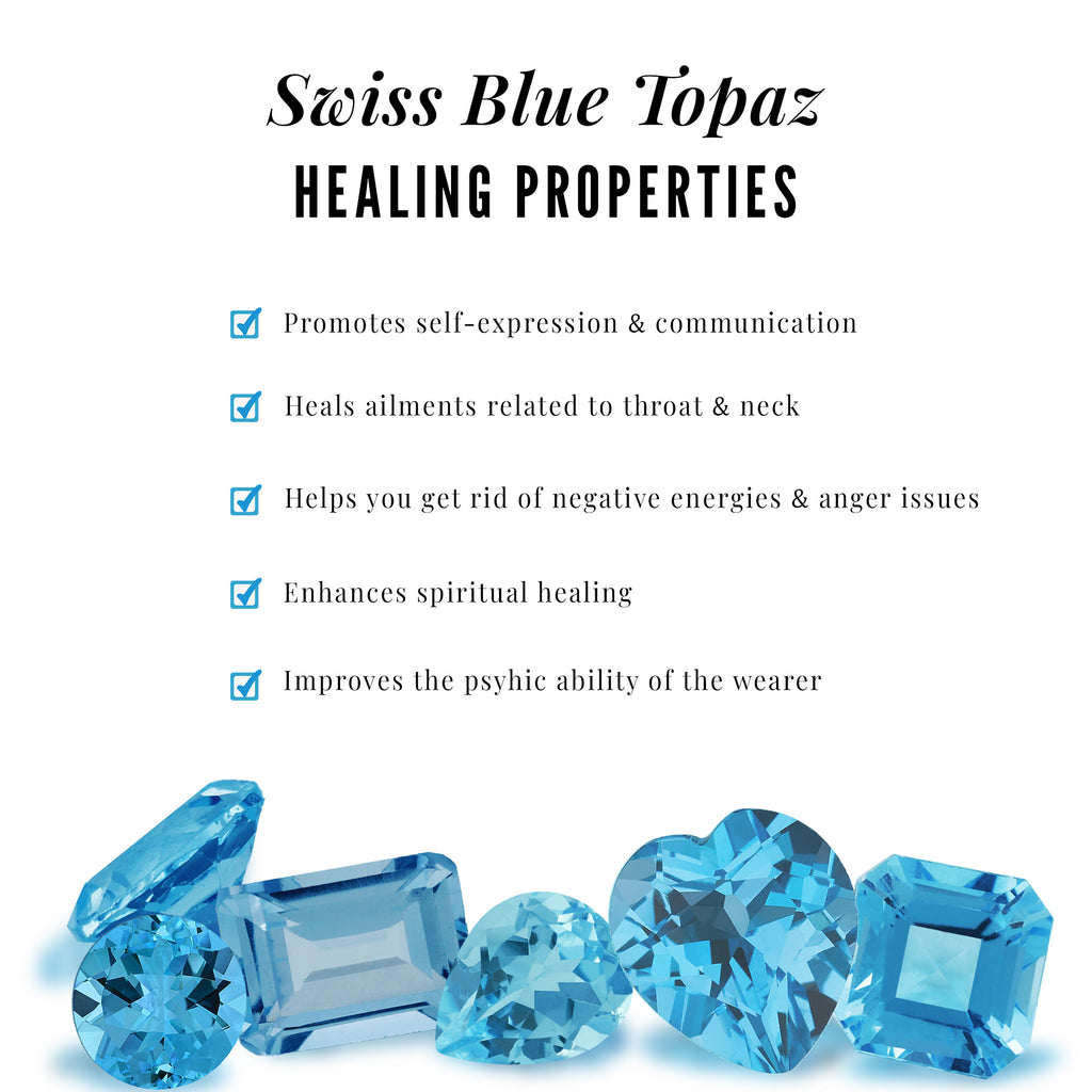 Milgrain Leaf and Dainty Swiss Blue Topaz Diamond Promise Ring Swiss Blue Topaz - ( AAA ) - Quality - Rosec Jewels